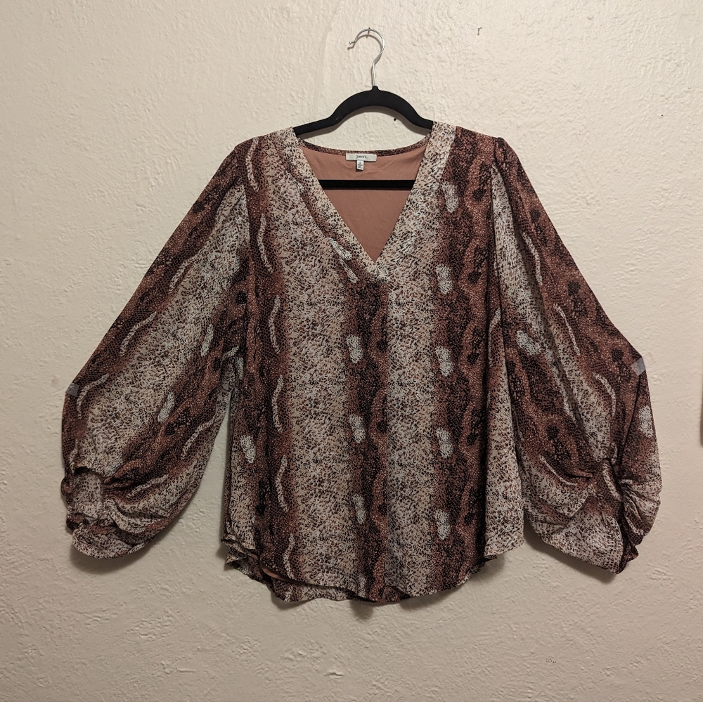 Snakeskin bell-sleeve blouse/tunic